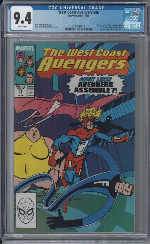 West Coast Avengers 46 CGC 9.4 NM App Great Lakes Avengers 1989