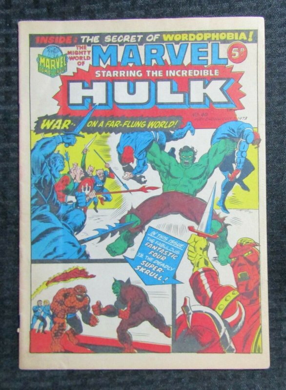 1973 The Mighty World of Marvel HULK #40 FN 6.0 Super Skrull