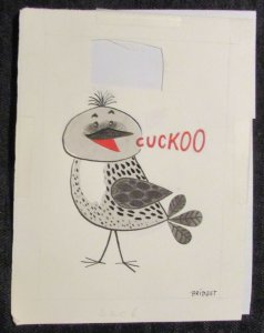 GET WELL SOON Painted Cartoon Cuckoo Bird 5x6 Greeting Card Art #3206