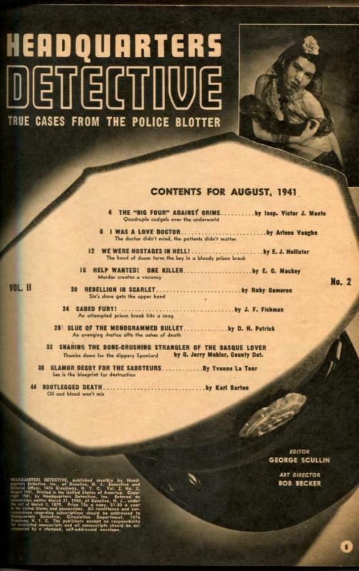 Headquarters Detective Magazine August 1942- LOVE DOCTOR