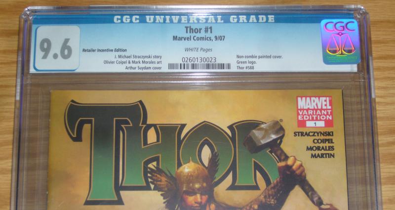 Thor #1 CGC 9.6 arthur suydam retailer incentive variant  j. michael straczynski