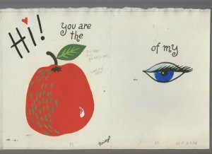 VALENTINES DAY Apple of my Eye 2-Panels 11.5x8 Greeting Card Art #V3221