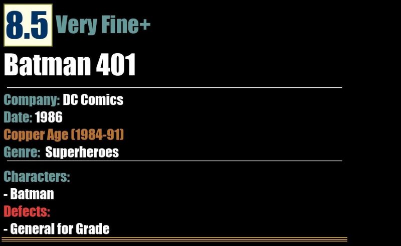 Batman 401 (1986) VF+ DC Comics