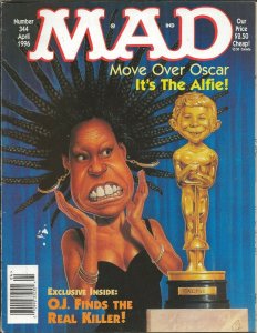 ORIGINAL Vintage Apr 1996 Mad Magazine #344 Whoopi Goldberg OJ Simpson