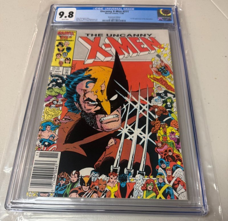 Uncanny X-Men # 211 CGC Graded 9.8 Marvel Comic Book Newsstand Variant 1986 JH30