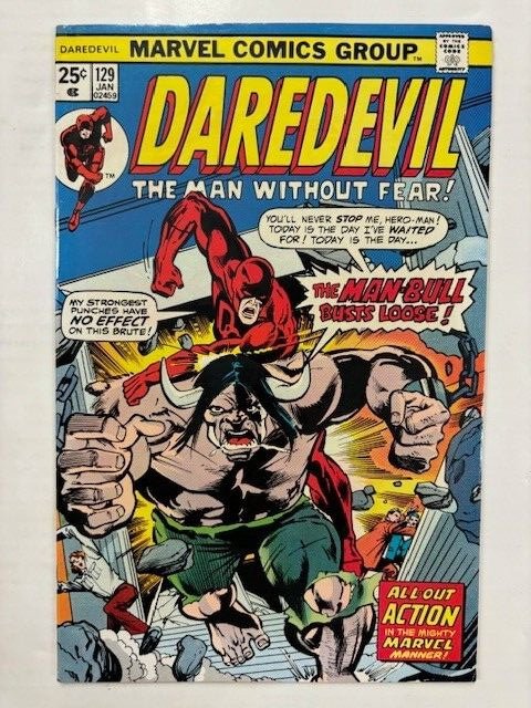 DAREDEVIL 129 FINE+ Jan 1975 Marvel Comics Buckler Janson Brown JFK RFK cameos