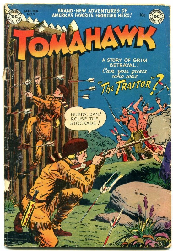 TOMAHAWK #9 1952- DC WESTERN -INDIAN ATTACK- GOLDEN AGE g/vg