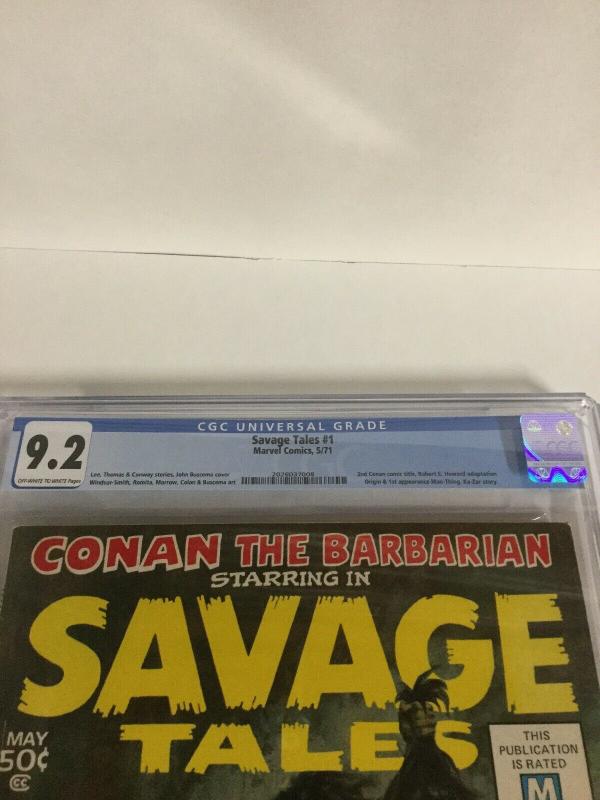 Savage Tales 1 CGC 9.2 OW/W Pages First Appearance Of Man -Thing 2026037008