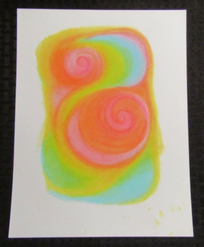 COLORFUL SWIRLING WAVY PATTERN Watercolor 9x12 Greeting Card Art #4233