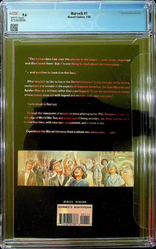 Marvels #1 (1994) - CGC 9.6 - Cert#4253828006