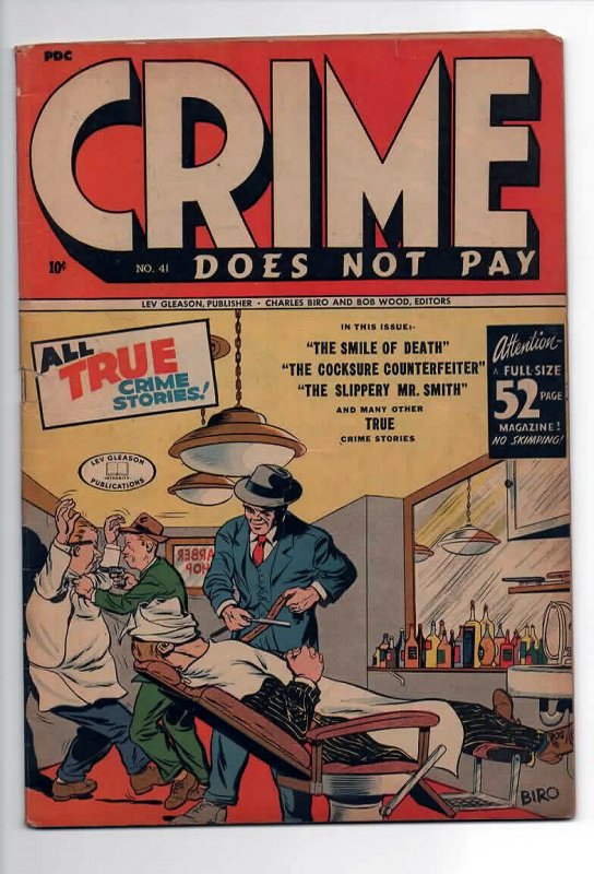 CRIME DOES NOT PAY 41, VG/F (5.0), 1942 LEV GLEESON, 1ST OFFICER COMMON SENSE