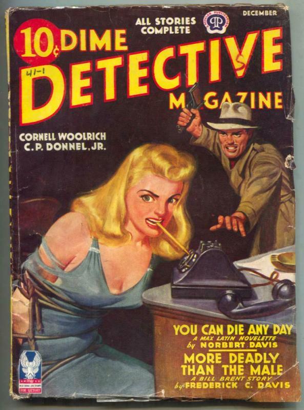 Dime Detective Pulp 12/42- headlight cover- Cornell Woolrich