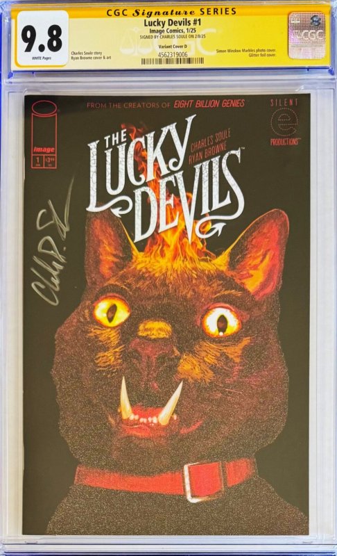 THE LUCKY DEVILS 1 CGC 9.8 ? RYAN BROWNE 1:25 GLITTER FOIL - SIGNED C. SOULE