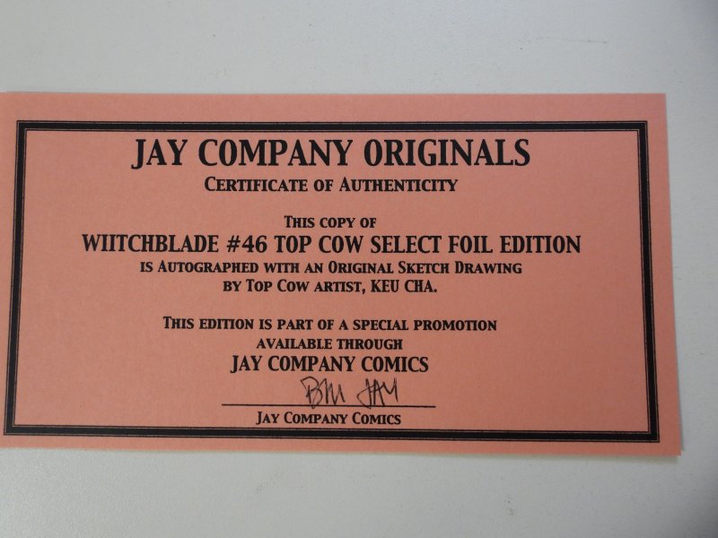Witchblade #46 Select Foil Edition signed W/ Sketch by Keu Cha W/COA NM Cond