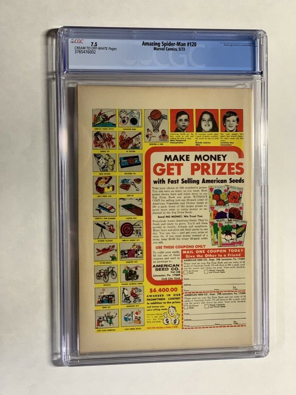 Amazing Spider-man 120 Cgc 7.5 Cr/ow Pages Marvel Bronze Age Hulk