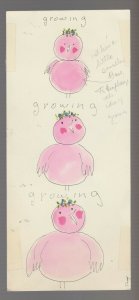 HAPPY MOTHERS DAY Pink Cartoon Bird Growing 4x9 Greeting Card Art #MD8822