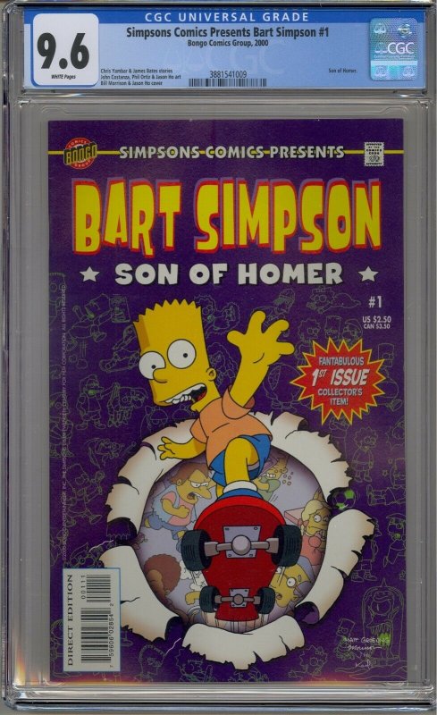 SIMPSONS COMICS PRESENTS BART SIMPSON #1 CGC 9.6 BONGO COMICS 