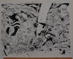 NEVES / EDGAR TADEO original art, X-MEN WORLD'S APART, Double Splash pgs 2-3