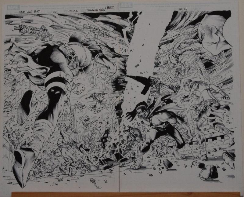 NEVES / EDGAR TADEO original art, X-MEN WORLD'S APART, Double Splash pgs 2-3