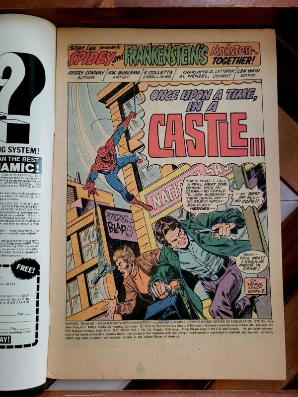 Marvel Team-Up #36 FN+ (Marvel 1975) Spider-Man + The Frankenstein Monster! 