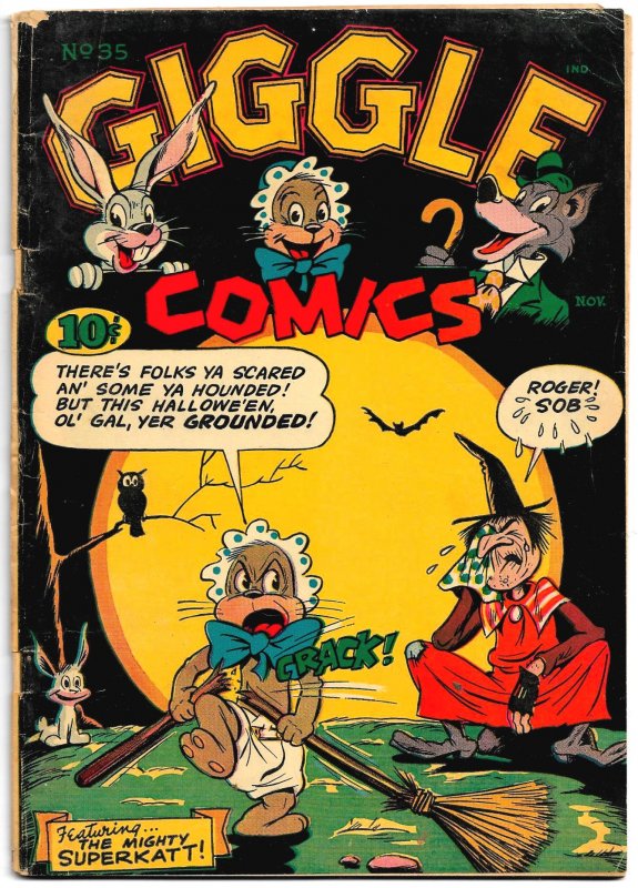 GIGGLE COMICS #35 (Nov-Dec 1946) VG+ Dan Gordon Superkatt Cover! Hultgren, Karp!