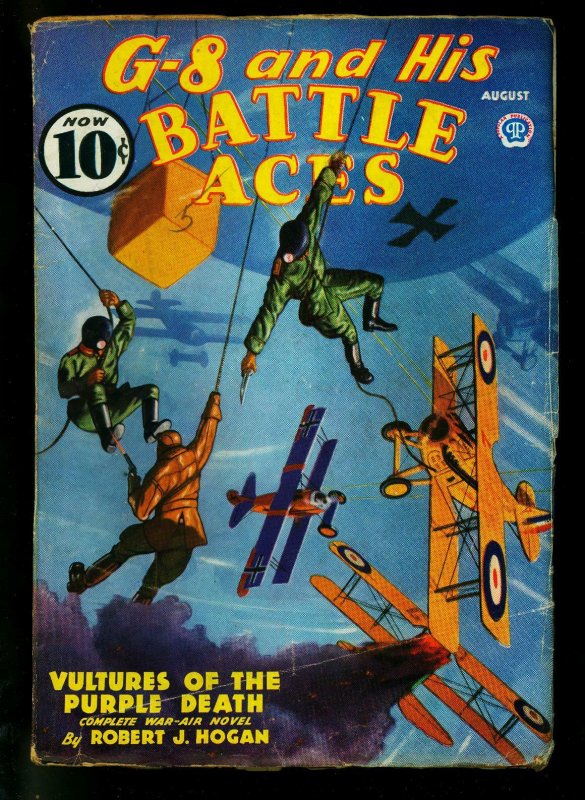 G-8 and His Battle Aces Pulp August 1936- Vultures of the Purple Death- VG/FN