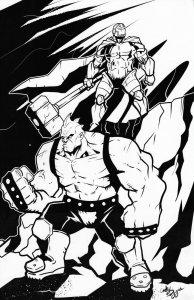 Savage Hulk Thor Iron Man B&W #1 Andy Duggan Con EXCLUSIVE Art Print 11x17