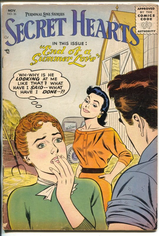Secret Hearts #36 1956-DC-summer love cover & story-VG+