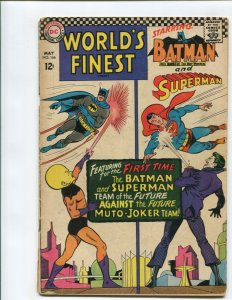 WORLD'S FINEST COMICS #166 (VG) BATMAN AND SUPERMAN!! JOKER COVER!! 1967 