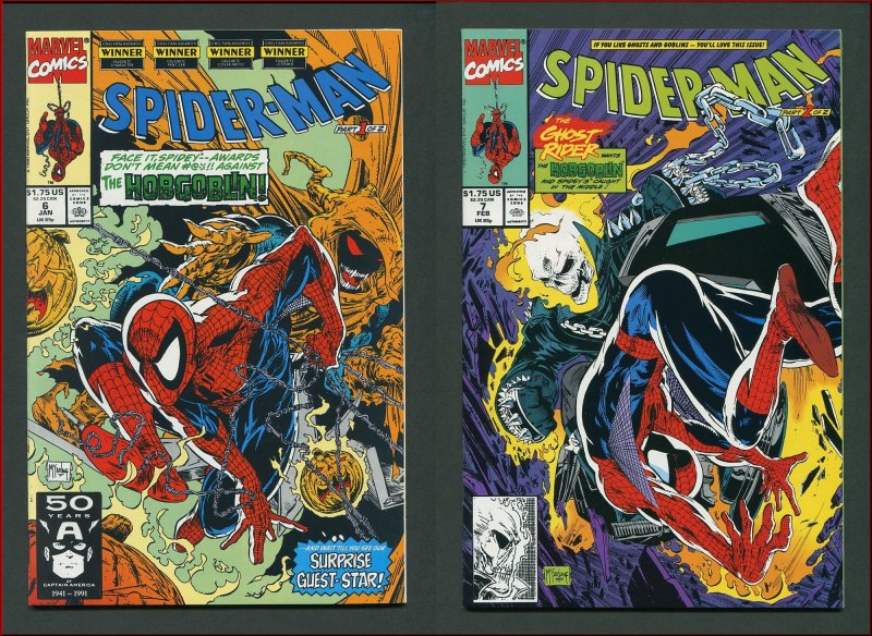 Spiderman #6 #7 (Todd McFarlane Hobgoblin SET )  9.6 NM+   1991