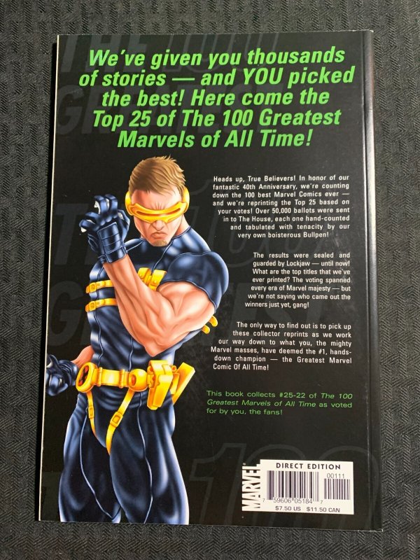2001 THE 100 GREATEST MARVELS OF ALL TIME #25-22 VF 8.0 1st Marvel Comics