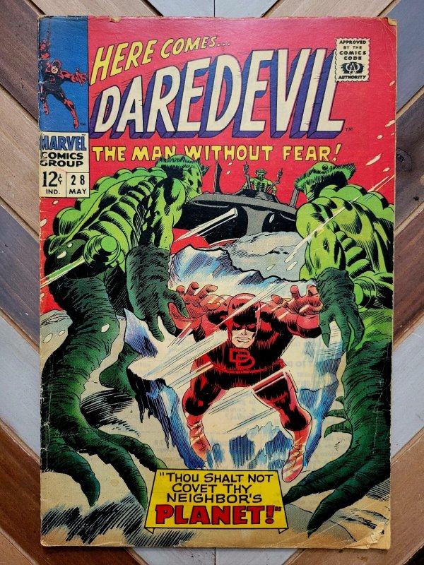 Daredevil #28 GD/VG (Marvel 1967) ALIEN INVASION + Karen & Foggy, Gene Colan Art
