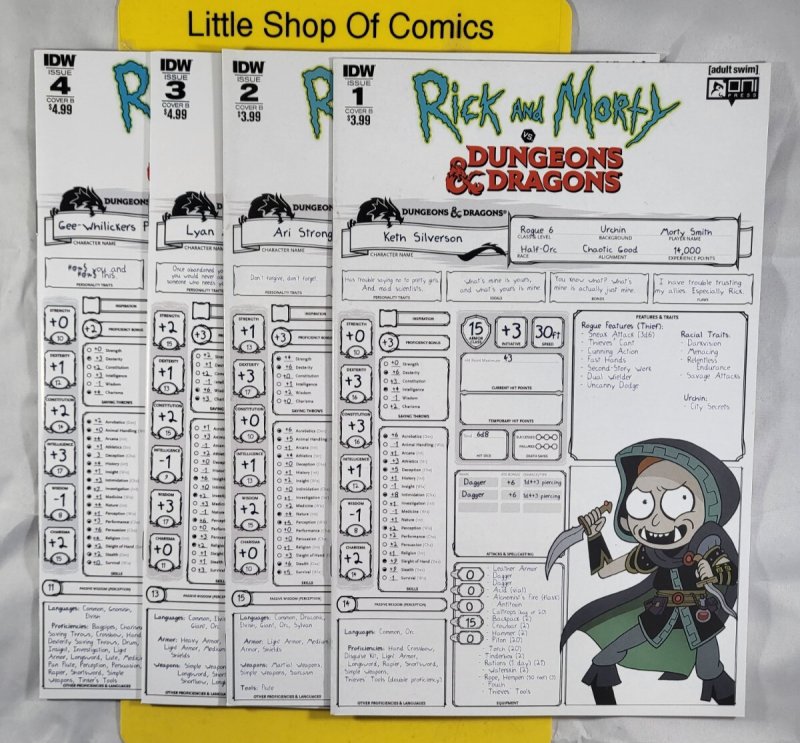 Rick and Morty Vs. Dungeons & Dragons #1 2 3 4 Complete Set Cover B Variant 2019