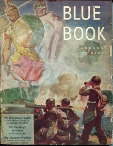 PULP:  BLUE BOOK PULP-JAN 1944-VG-STOOPS COVER-BEDFORD-JONES-NELSON BOND-MAGE...