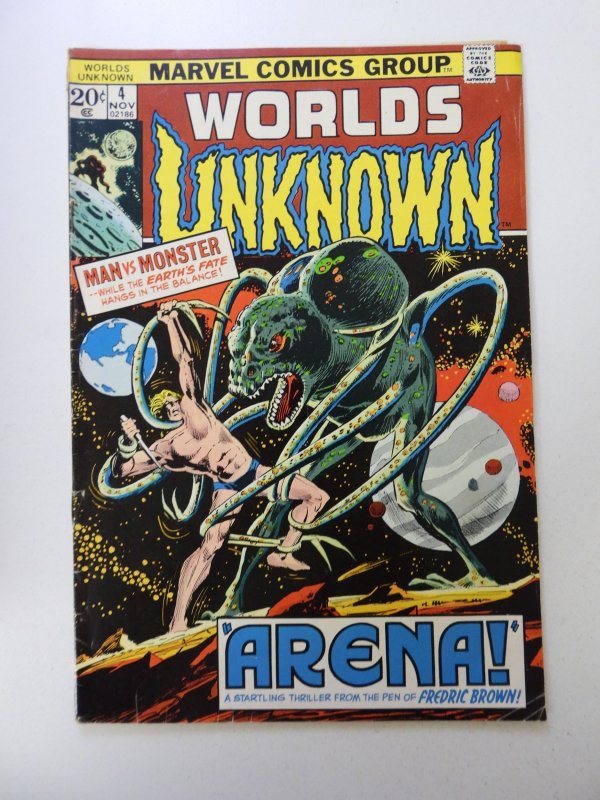 Worlds Unknown #4 (1973) VG+ condition 1/2 spine split