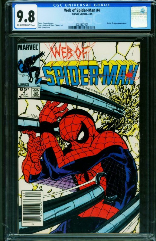 WEB OF SPIDER-MAN #4 CGC 9.8 Newsstand cover 2038827001