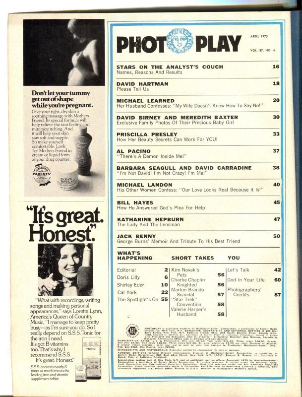 Photoplay-Jack Benny-George Burns-Michael Landon-Feb-1975