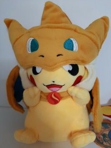 Japanese Exclusive Original Plush Pikachu wearing a Mega Charizard Y Poncho 8 