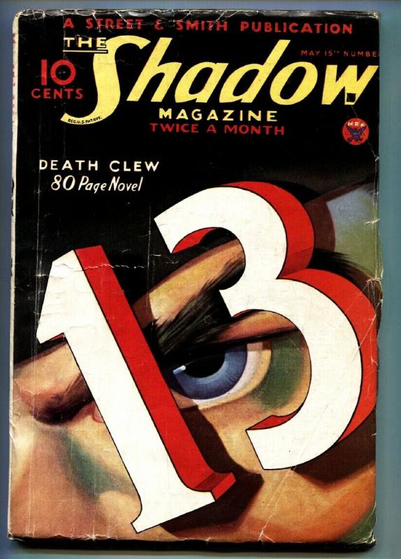 SHADOW 1934 May 15 -Great cover - STREET AND SMITH-RARE PULP vg+