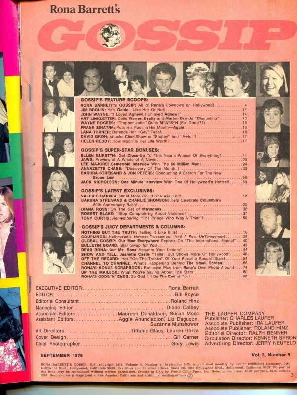 Rona Barrett's Gossip-Jim Brolin-John Wayne-Lana Turner-Sept-1975