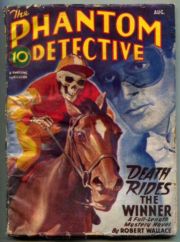 Phantom Detective Pulp August 1946- Death Rides a Winner- Skeleton cover