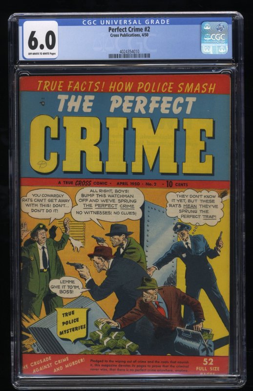 Perfect Crime #2 CGC FN 6.0 Off White to White Cross Publications 1950!