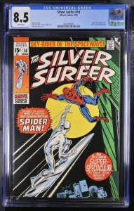 (1970) SILVER SURFER #14 SPIDERMAN Appears! CGC 8.5 WP!