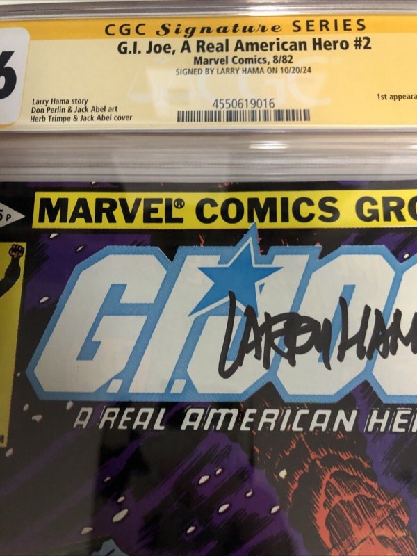 G.I. Joe (1982) #2 (CGC 9.6 SS) Signed Larry Hama * Marvel Comics*American Hero