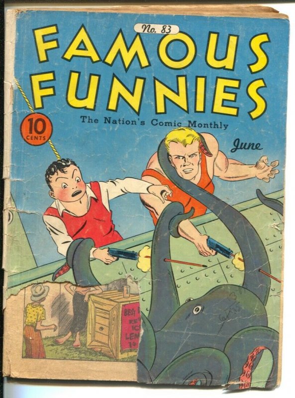 Famous Funnies #83 1941-Octopus attack cover-Buck Rogers-Scorchy Smith-P/FR