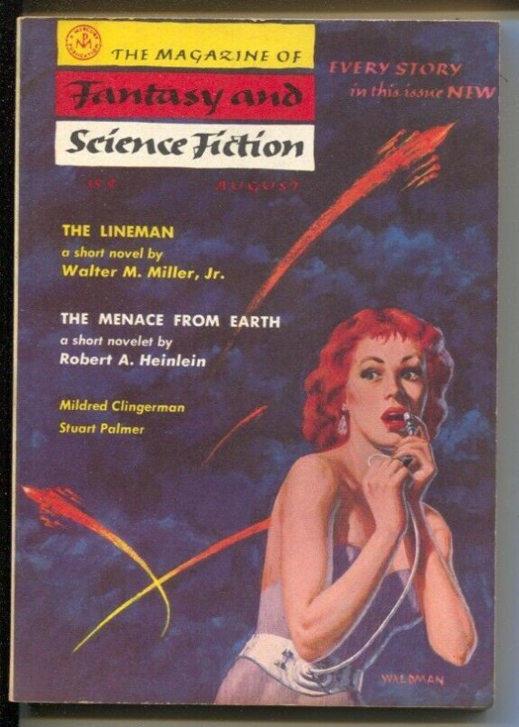 Magazine of Fantasy & Science Fiction 8/1957-Mercury-GGA cover by Waldman-Rob...