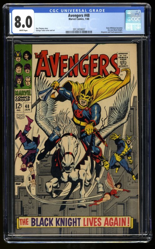 Avengers #48 CGC VF 8.0 White Pages 1st Appearance Black Knight!