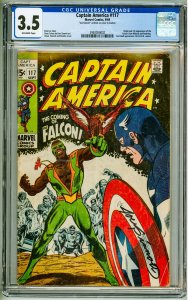 Captain America #117 (1969) CGC 3.5! Joe Sinnott written on cover in marker.