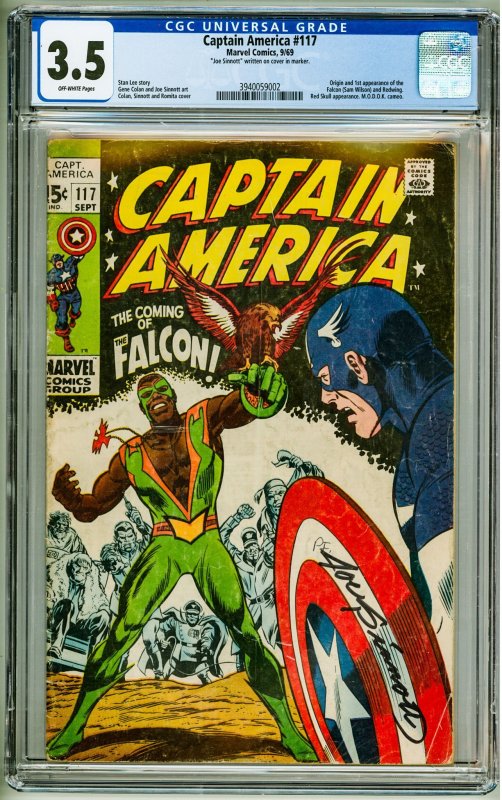 Captain America #117 (1969) CGC 3.5! Joe Sinnott written on cover in marker.