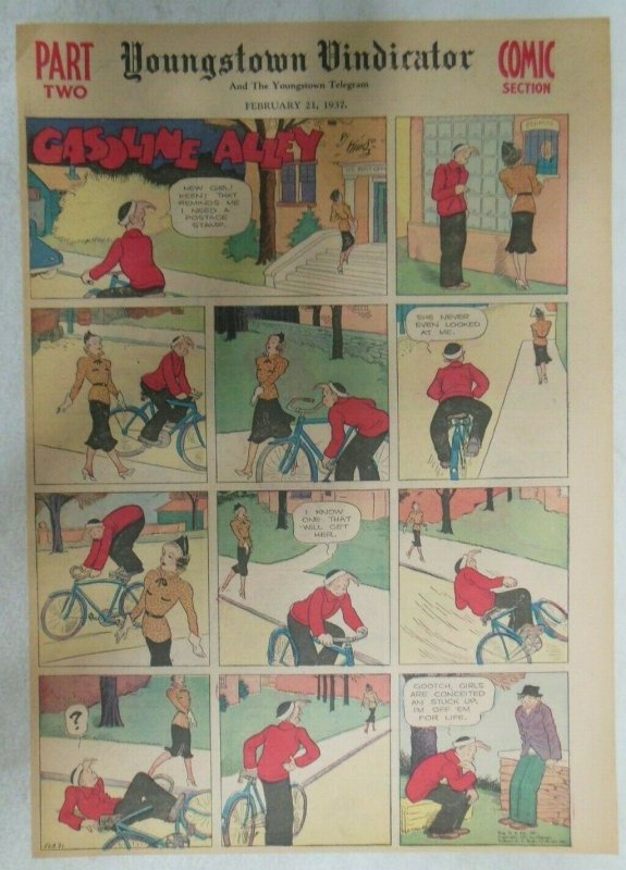 (32) Gasoline Alley Sunday Pages by Frank King from 1937 Size: 11 x 15 inches